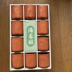 【常滑焼】朱泥 湯飲み10客セット 竹彫刻 六古窯 煎茶道具のサムネイル
