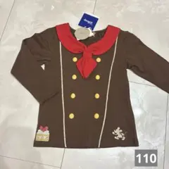 Disney ミッキー シェフ風 長袖Tシャツ ブラウン なりきり 110