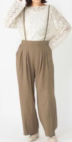 studio CLIP サスペンダー付パンツ モカ TL