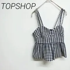 TOPSHOP チェック柄キャミソール ネイビー/ホワイト　XXS ☆3011のサムネイル