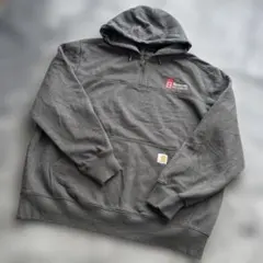 carhartt レインディフェンダー　ハーフジップ企業刺繍パーカーXL グレー