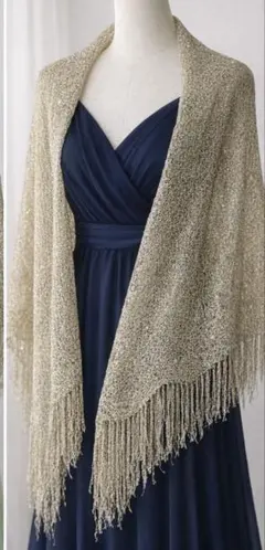 結婚式 ショール ゴールド ラメ 日本製 羽織 お呼ばれ 二次会 フォーマル