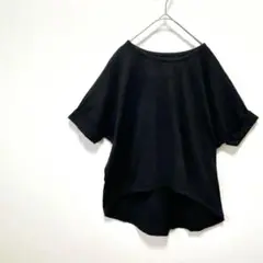【レディーストップス】半袖ワイドTシャツ M〜L ブラック 綿100% 無地