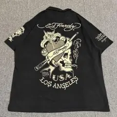 【Ed Hardy】エドハーディ 5L 半袖 ポロシャツ ブラック Y2Kのサムネイル