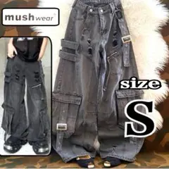 マッシュウェア ダメージ オーバーサイズ Y2K グランジ カーゴ デニムパンツ
