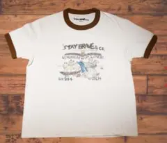 Stay Brave Tシャツ ホワイト・キャメル XL