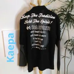 Kaepa ケイパ ポロシャツ ブラック L 75 USA バックプリント 黒