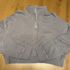 シーン　グレー ハーフジップ クロップドスウェット