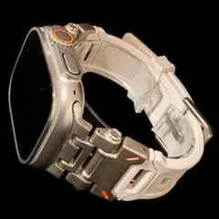 Apple Watch用 ステンレスシリコンバンド スターライト 44~49mm