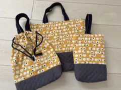 可愛い羊ちゃん柄の新入園入学バッグ3点セット (ハンドメイド)