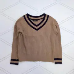 美品 Banner Barrett 配色Vネックニット 上品カジュアル 通勤◎