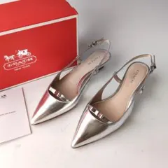 新品✨ COACH シルバー スリングバックパンプス 35.5 4.5cm