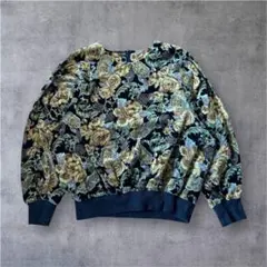 【VINTAGE】90’sベロア調アウター 短丈 花柄 マルチカラー