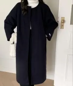 ABITOKYO オーバーサイズノーカラーコート　ブラック