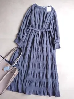 未使用natural coutureシャーリングプリーツおしゃれワンピース
