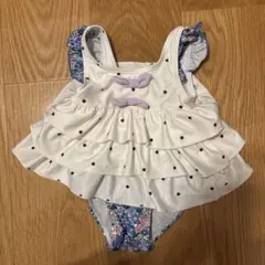 プティマイン 水着 90 女の子 ワンピース フリル ドット 花柄
