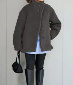 JOURNAL STANDARD エコファーショートブルゾン　グレー