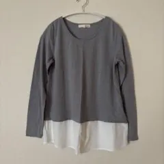 pink adobe レディース グレー レイヤード長袖