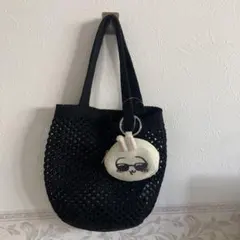 新品タグ付 ちいかわ GU ポーチセットバッグ うさぎ 黒メッシュトート