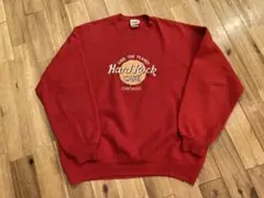 美品90s Hard Rock Cafe Chicagoスウェット XL レッド