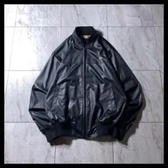 か*ら様 レトロ古着 フェイクレザー 短丈 スイングトップ トラックジャケット