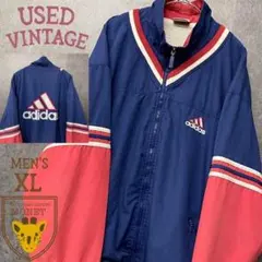 90s☆古着☆【adidasアディダス 刺繍ロゴ】ナイロンジャケット メンズXL