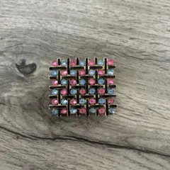 チェック柄 ブローチ ヴィンテージ スクエア