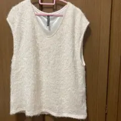 HK WORKS LONDON しまむら　シャギーベスト　Lサイズ
