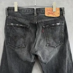00sLevi'sリーバイス505USED加工デニムパンツブラックデニム W29