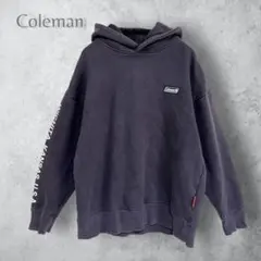 【Coleman コールマン】　袖プリント　パーカー　プルオーバー　黒　ブラック