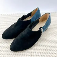MODE KAORI 　パンプス 24cm ジップ レザー ブラック ブルー