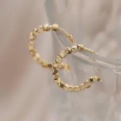 서클 비즈 스퀘어 모티프 피어싱 골드 서지컬 스테인레스