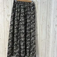 總花紋喇叭長裙 腰部鬆緊 均碼