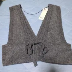 GU 新品未使用タグ付き2WAYメランジニットビスチェ　ダ―クグレー Ｌサイズ