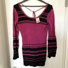 J.E.Balance ピンク ブラック ストライプ チュニック M