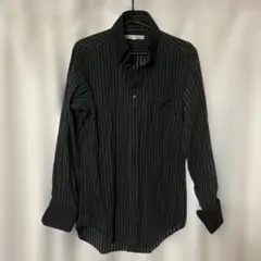 ストライプデザイン 長袖シャツ 黒　ヴィンテージ美品