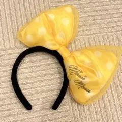 ディズニー ミニーマウス 黄色 水玉リボン カチューシャ