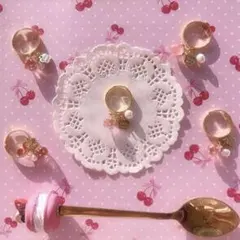 strawberry♡ダスティピンク淡水パール付きリング♡⋆*ゴールド