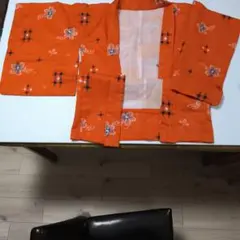 オレンジ 花柄 羽織