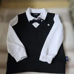 Polo ボウタイ付きポロシャツ 黒/白