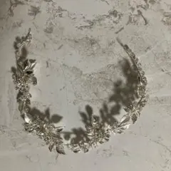 シルバー花葉モチーフヘッドドレス