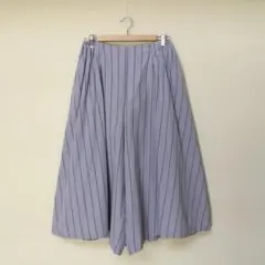 新品未使用】 会津木綿タックスカート ロング丈 (とくさ縞) 【レア品