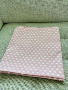 オックス生地　ピンクハートラメ生地