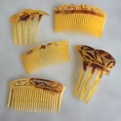 張鼈甲　バレッタ　髪飾り　髪留め　アラベスク文様　鼈甲　セット　浴衣　着物　唐草