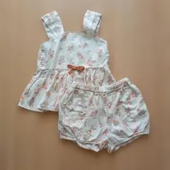 セットアップ　プティマイン　アンサンブル　花柄トップス　ショートパンツボタニカル