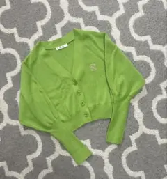 【美品】スナイデル　ロゴ刺繍クロップドカーデ グリーン
