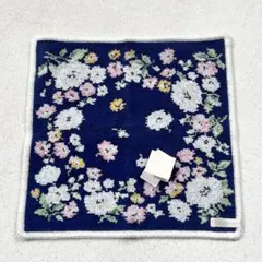 《未使用》ジルスチュアート シェニール織り ハンカチ 花柄 ネイビー