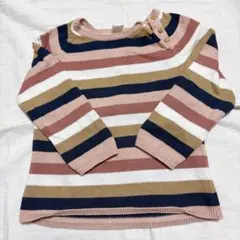 美品✨H&M ボーダー長袖ニットセーター 【92cm】シマシマ　女の子　綿素材