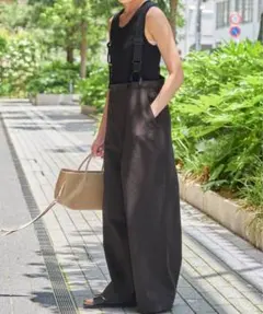 新品SpickandSpanサスペンダー付きワーカーパンツブラックサイズ38