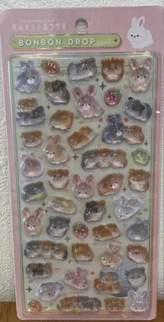 ボンボンドロップシール　モルモット　うさぎ